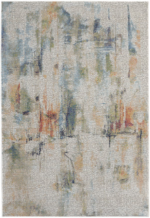 Homeroots 5' X 8' Ivory Blue And Gray Abstract Non Skid Area Rug  Polypropylene 552580
