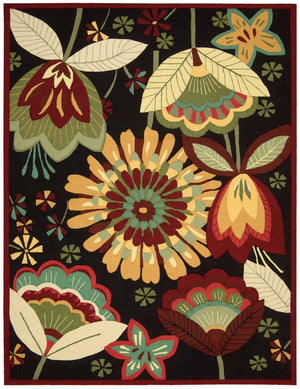 Homeroots 8' X 11' Black And Orange Floral Hand Carved Handmade Area Rug  Polyester 552584