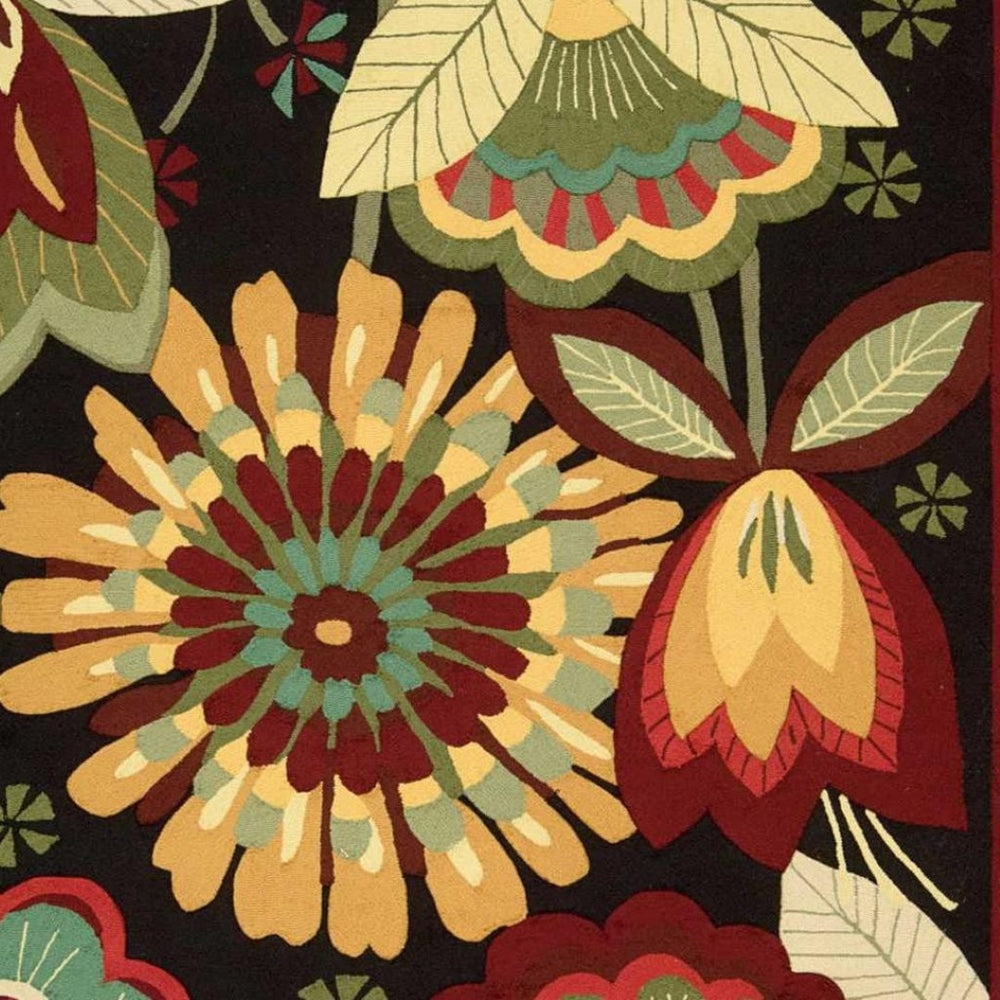 HomeRoots 8' Hand Carved Floral Area Rug - Stunning Black and Orange Design for Stylish, Durable Home Décor 8' X 11' 552584