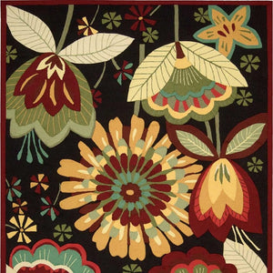 HomeRoots 8' Hand Carved Floral Area Rug - Stunning Black and Orange Design for Stylish, Durable Home Décor 8' X 11' 552584