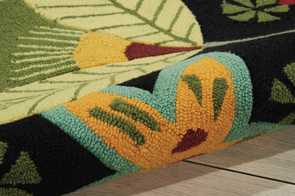 Homeroots 8' X 11' Black And Orange Floral Hand Carved Handmade Area Rug  Polyester 552584