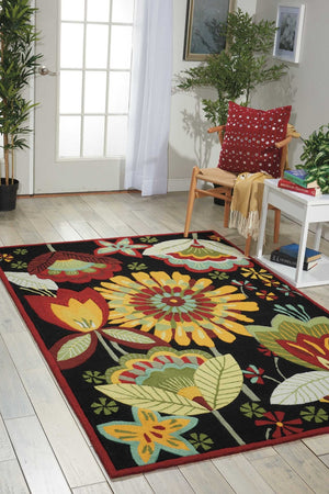 HomeRoots 8' Hand Carved Floral Area Rug - Stunning Black and Orange Design for Stylish, Durable Home Décor 8' X 11' 552584