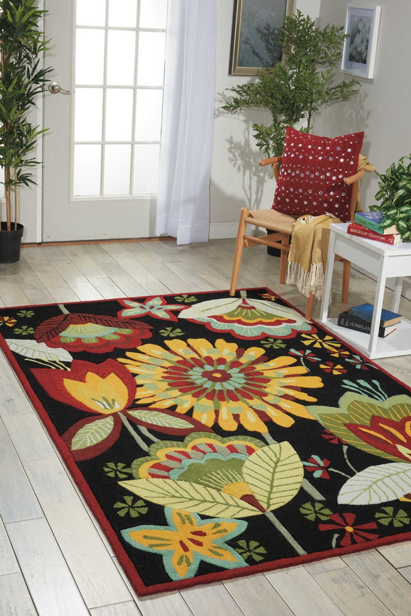HomeRoots 8' Hand Carved Floral Area Rug - Stunning Black and Orange Design for Stylish, Durable Home Décor 8' X 11' 552584