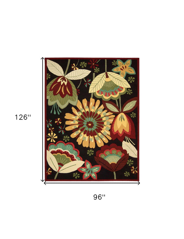 Homeroots 8' X 11' Black And Orange Floral Hand Carved Handmade Area Rug  Polyester 552584