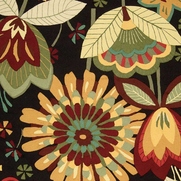 Homeroots 8' X 11' Black And Orange Floral Hand Carved Handmade Area Rug  Polyester 552584