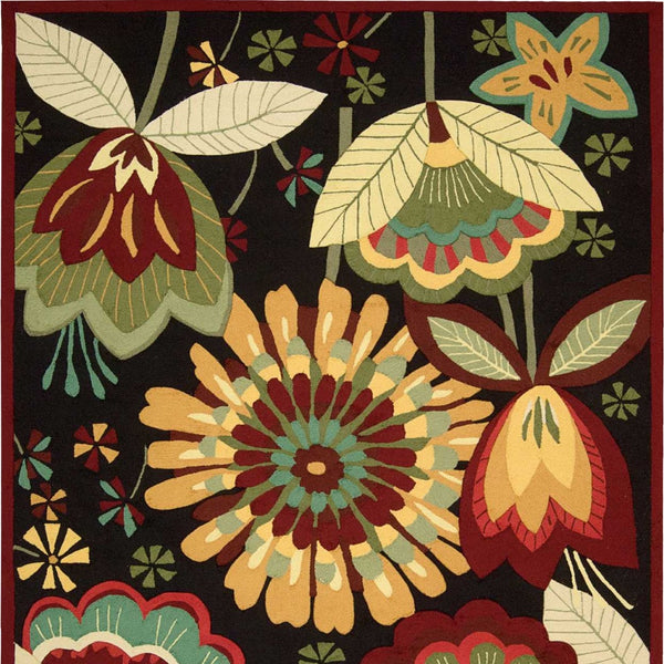 Homeroots 8' X 11' Black And Orange Floral Hand Carved Handmade Area Rug  Polyester 552584