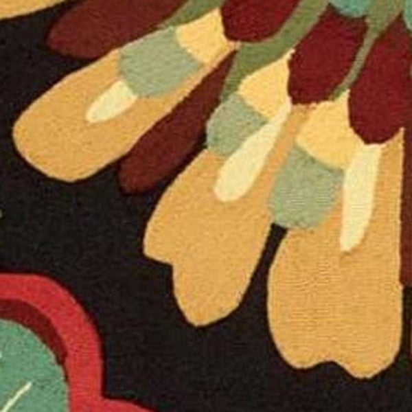 HomeRoots 8' Hand Carved Floral Area Rug - Stunning Black and Orange Design for Stylish, Durable Home Décor 8' X 11' 552584