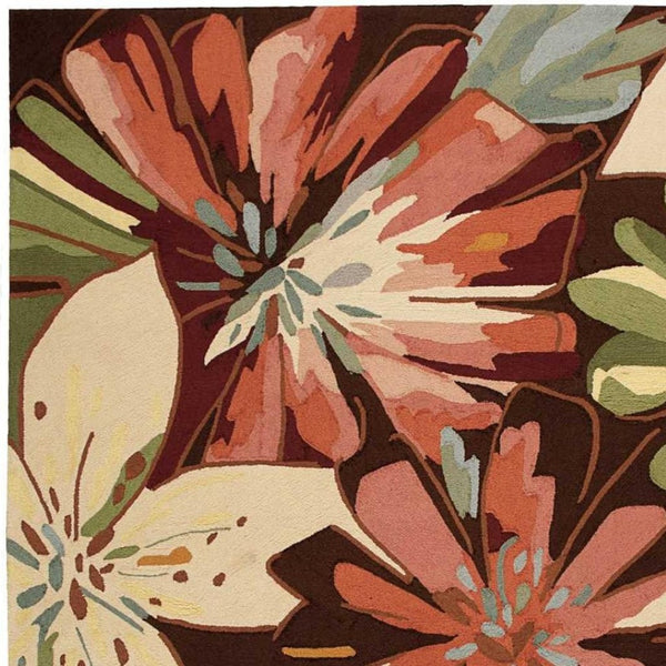 HomeRoots 8' Hand-Carved Botanical Leaves Area Rug - Elegant Tan & Dark Brown Design for Any Home Décor 8' X 11' 552589