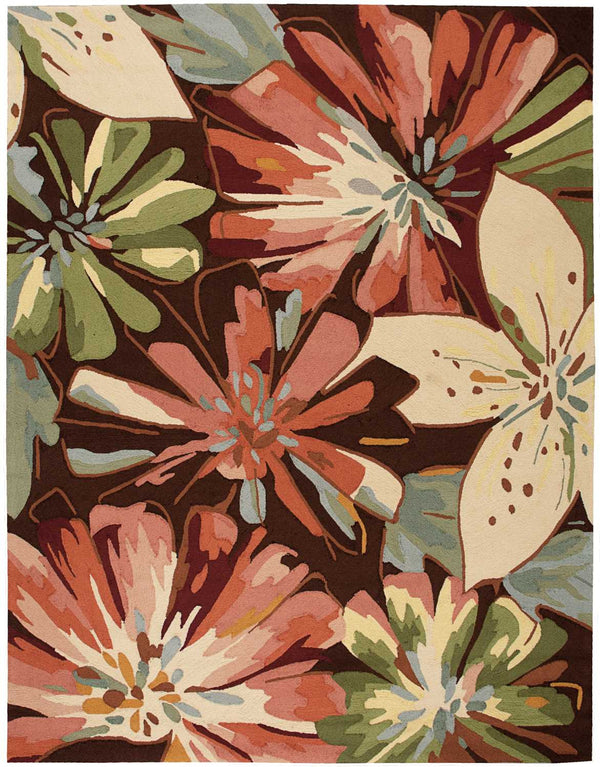 Homeroots 8' X 11' Tan And Dark Brown Botanical Leaves Hand Carved Handmade Area Rug  Polyester 552589