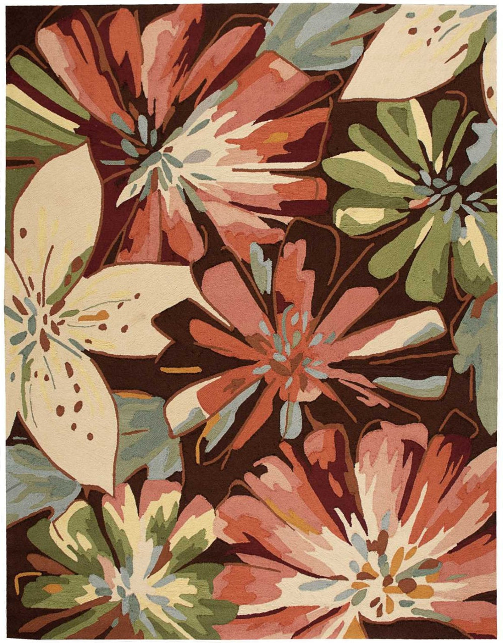 HomeRoots 8' Hand-Carved Botanical Leaves Area Rug - Elegant Tan & Dark Brown Design for Any Home Décor 8' X 11' 552589