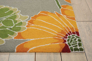 HomeRoots 8' Hand-Carved Floral Area Rug in Gray with Red and Yellow Accents – Durable, Handmade, Unique Design 8' X 11' 552594