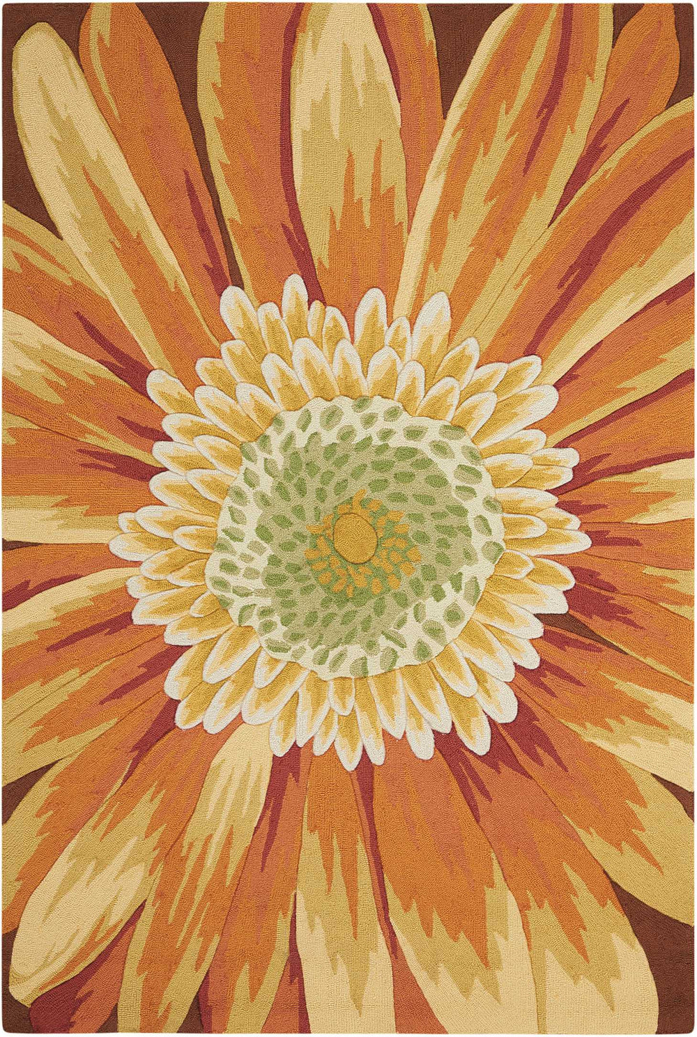 Homeroots 8' X 11' Brown Orange And Yellow Floral Hand Carved Handmade Area Rug  Polyester 552595