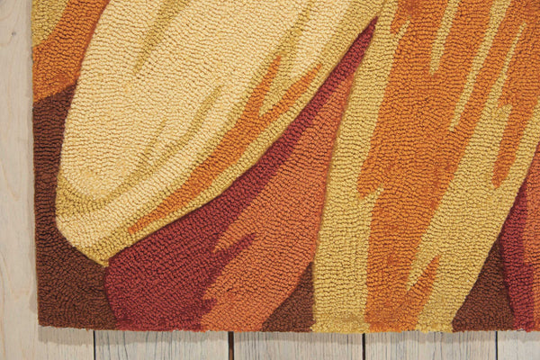 Homeroots 8' X 11' Brown Orange And Yellow Floral Hand Carved Handmade Area Rug  Polyester 552595