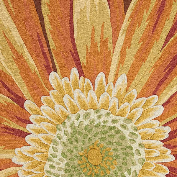 Homeroots 8' X 11' Brown Orange And Yellow Floral Hand Carved Handmade Area Rug  Polyester 552595