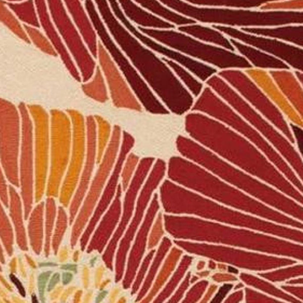HomeRoots 8' Hand-Hooked Floral Area Rug in Ivory and Sunset – Durable, Stain-Resistant, and Stylish Decor Piece 8' X 11' 552596