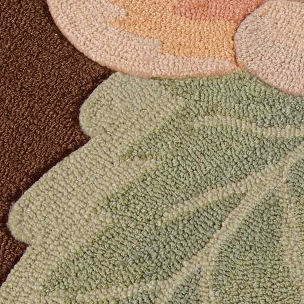 Homeroots 8' Brown And Green Botanical Leaves Hand Hooked Runner Rug  Polyester 552601
