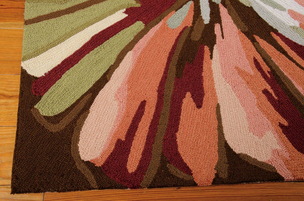 HomeRoots 8' Tan and Dark Brown Botanical Leaves Runner Rug – Handmade, Textured, Stain-Resistant for Modern Spaces 552602