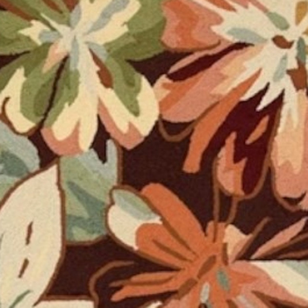 HomeRoots 8' Tan and Dark Brown Botanical Leaves Runner Rug – Handmade, Textured, Stain-Resistant for Modern Spaces 552602