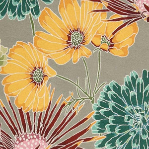 HomeRoots 8' Hand-Carved Gray and Orange Botanical Leaf Runner Rug - Unique, Durable, Stain-Resistant Design 552606