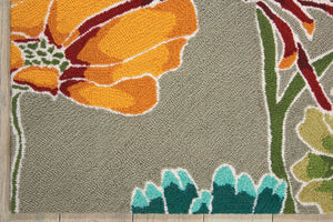 HomeRoots 8' Hand-Carved Gray and Orange Botanical Leaf Runner Rug - Unique, Durable, Stain-Resistant Design 552606
