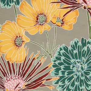 HomeRoots 8' Hand-Carved Gray and Orange Botanical Leaf Runner Rug - Unique, Durable, Stain-Resistant Design 552606