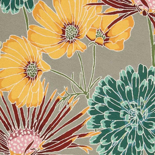 HomeRoots 8' Hand-Carved Gray and Orange Botanical Leaf Runner Rug - Unique, Durable, Stain-Resistant Design 552606