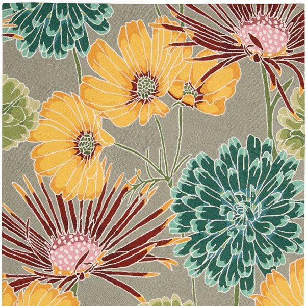 HomeRoots 8' Hand-Carved Gray and Orange Botanical Leaf Runner Rug - Unique, Durable, Stain-Resistant Design 552606