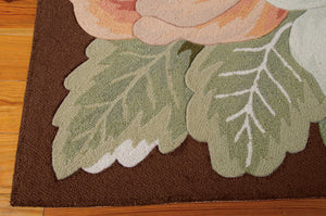 Homeroots 5' X 8' Brown And Green Floral Hand Hooked Area Rug  Polyester 552617