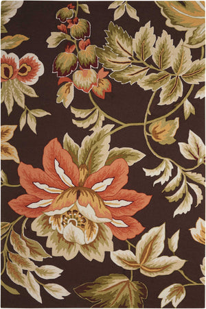 Homeroots 5' X 8' Brown And Orange Botanical Leaves Hand Carved Handmade Area Rug  Polyester 552618