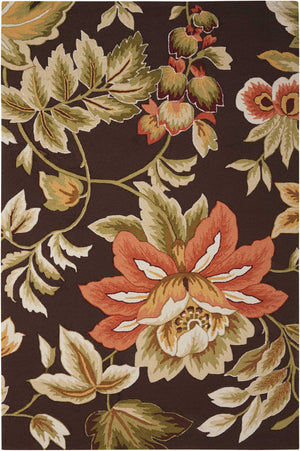 Homeroots 5' X 8' Brown And Orange Botanical Leaves Hand Carved Handmade Area Rug  Polyester 552618
