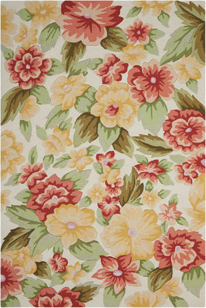 Homeroots 5' X 8' Red And Cream Floral Hand Carved Handmade Area Rug  Polyester 552621