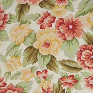 Homeroots 5' X 8' Red And Cream Floral Hand Carved Handmade Area Rug  Polyester 552621