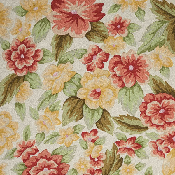 Homeroots 5' X 8' Red And Cream Floral Hand Carved Handmade Area Rug  Polyester 552621