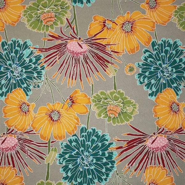 HomeRoots 8' Hand-Carved Floral Area Rug in Gray with Red and Yellow Accents – Durable, Handmade, Unique Design 5' X 8' 552624