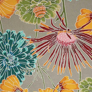 HomeRoots 8' Hand-Carved Floral Area Rug in Gray with Red and Yellow Accents – Durable, Handmade, Unique Design 5' X 8' 552624