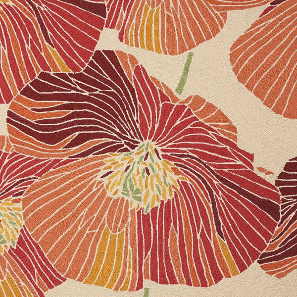 Homeroots 5' X 8' Ivory And Sunset Floral Hand Hooked Area Rug  Polyester 552626