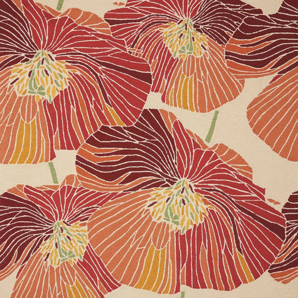 Homeroots 5' X 8' Ivory And Sunset Floral Hand Hooked Area Rug  Polyester 552626