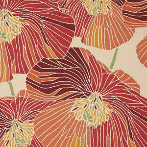 HomeRoots 8' Hand-Hooked Floral Area Rug in Ivory and Sunset – Durable, Stain-Resistant, and Stylish Decor Piece 5' X 8' 552626