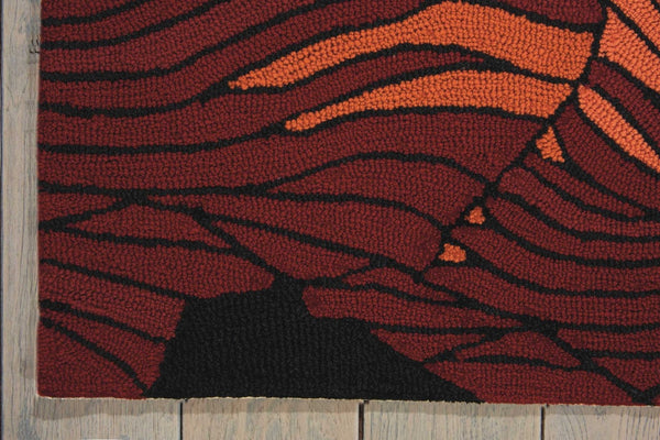HomeRoots 4' Hand-Hooked Black and Red Floral Area Rug – Timeless Charm, Durable Design for Any Room 4' X 6' 552630