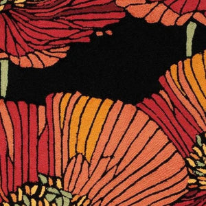 HomeRoots 4' Hand-Hooked Black and Red Floral Area Rug – Timeless Charm, Durable Design for Any Room 4' X 6' 552630