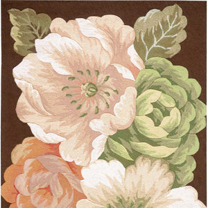 Homeroots 4' X 6' Brown And Green Floral Hand Hooked Area Rug  Polyester 552632