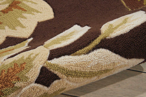 Homeroots 4' X 6' Brown And Orange Botanical Leaves Hand Carved Handmade Area Rug  Polyester 552633