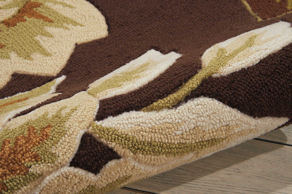 Homeroots 4' X 6' Brown And Orange Botanical Leaves Hand Carved Handmade Area Rug  Polyester 552633