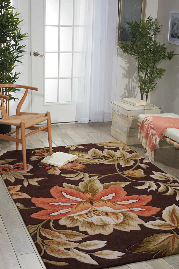 Homeroots 4' X 6' Brown And Orange Botanical Leaves Hand Carved Handmade Area Rug  Polyester 552633