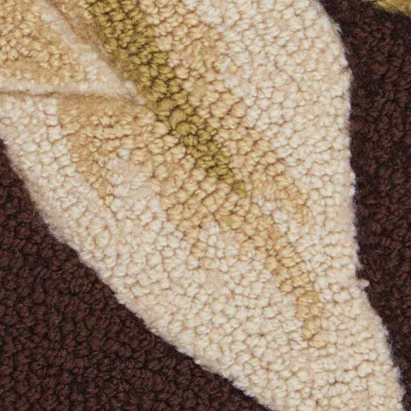 Homeroots 4' X 6' Brown And Orange Botanical Leaves Hand Carved Handmade Area Rug  Polyester 552633