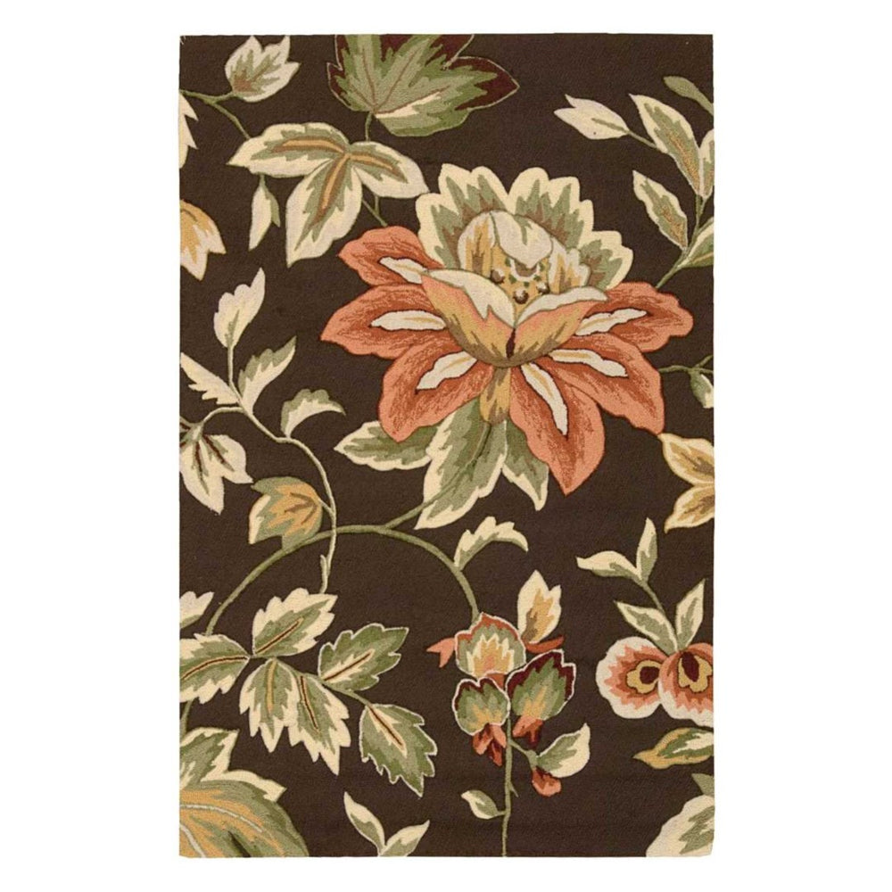 HomeRoots 4' Hand-Carved Botanical Area Rug in Rich Brown and Orange – Stylish, Durable, Stain-Resistant Design 4' X 6' 552633