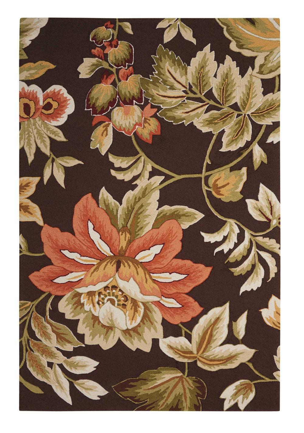 Homeroots 4' X 6' Brown And Orange Botanical Leaves Hand Carved Handmade Area Rug  Polyester 552633