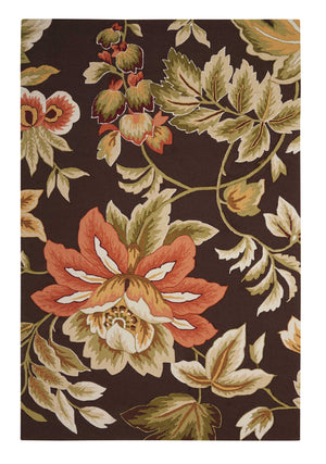 Homeroots 4' X 6' Brown And Orange Botanical Leaves Hand Carved Handmade Area Rug  Polyester 552633