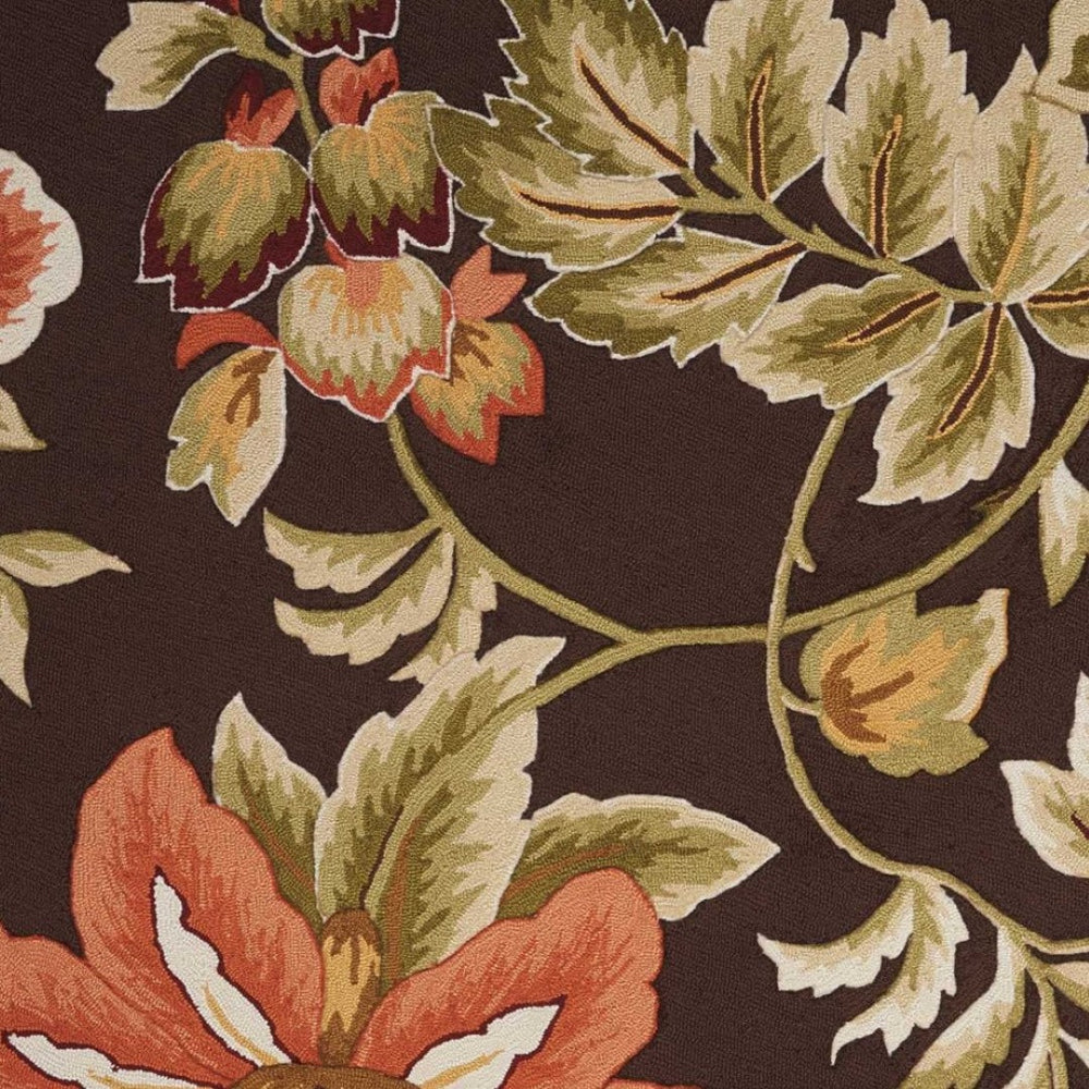 HomeRoots 4' Hand-Carved Botanical Area Rug in Rich Brown and Orange – Stylish, Durable, Stain-Resistant Design 4' X 6' 552633