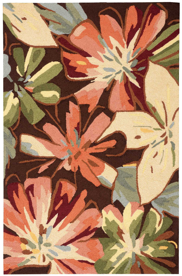 Homeroots 4' X 6' Tan And Dark Brown Floral Hand Carved Handmade Area Rug  Polyester 552634